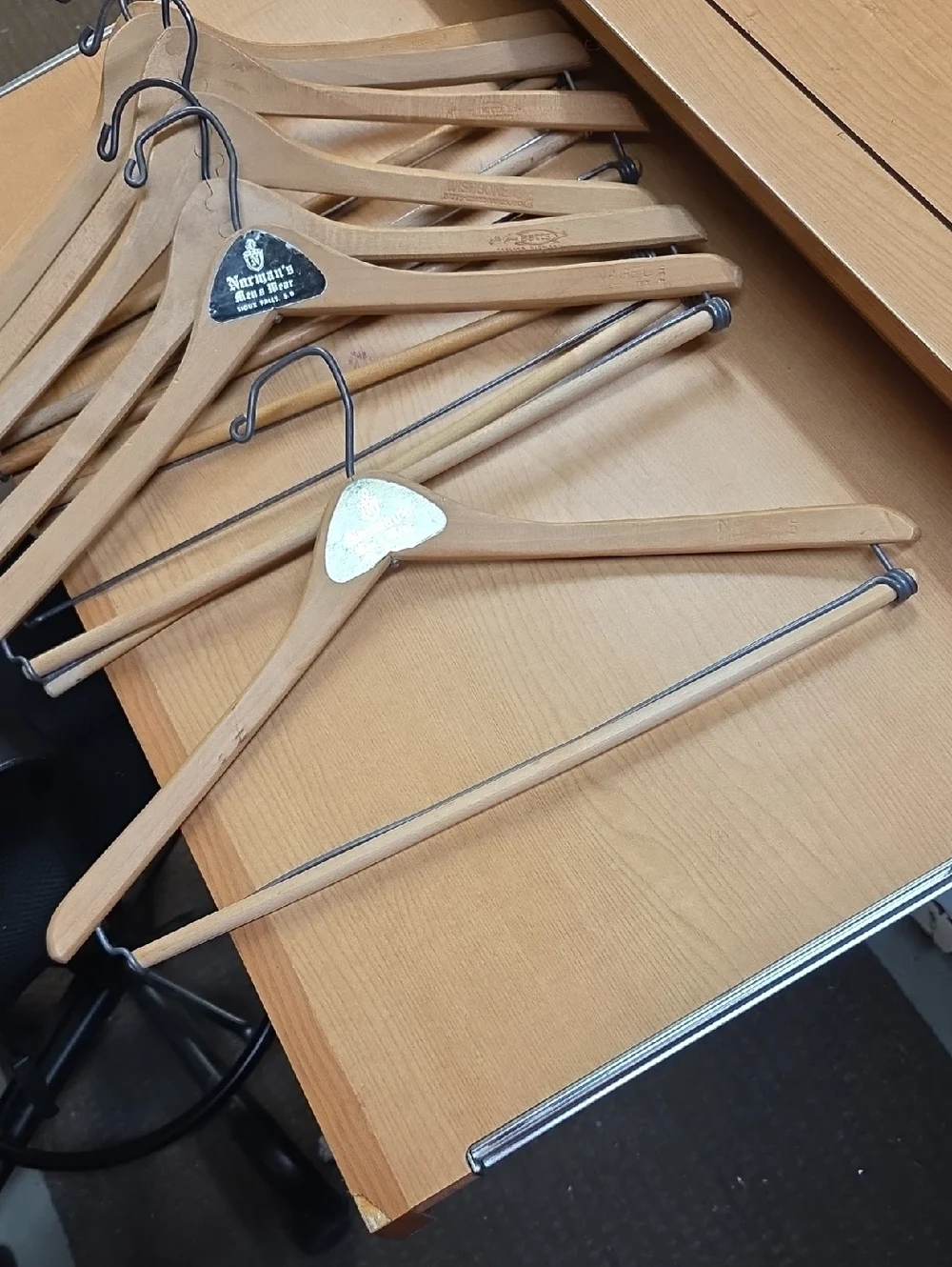 Vintage Wooden Suit Hangers Lot of 7 Trouser Wood Closet Organize